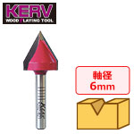 KERV 60°V溝ビット 6mm軸 刃径19.1mm