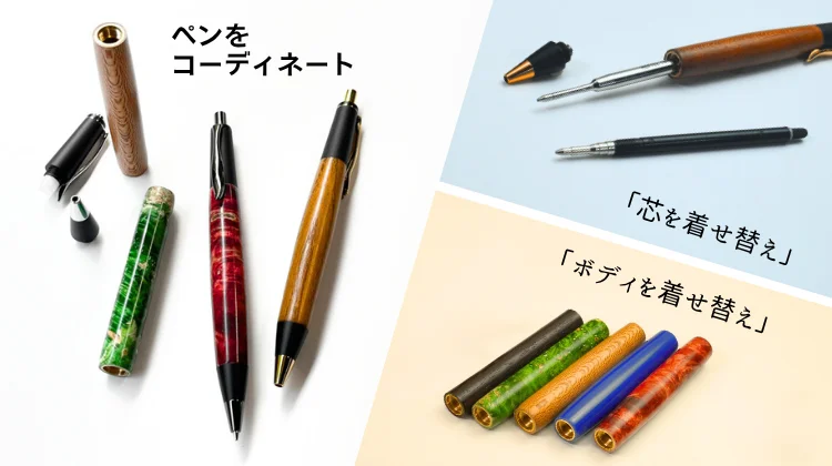 バーニア ノック式ペン金具 ボールペン/シャープペン両対応 (芯別売)ガンメタリック