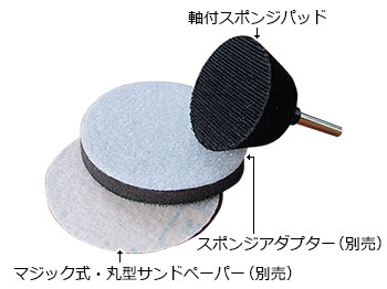 Φ マジック式・軸付スポンジパッド 軸径 つくる人をシゲキ