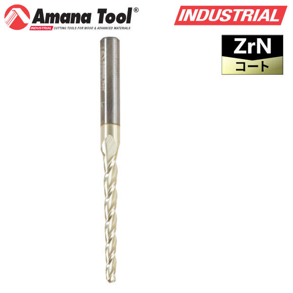 Amana Tool 46474 CNC 2D/3Dカービングビット ZrNコート 3枚刃 6mm軸 先端径3.2mm 1°テーパー ボールノーズ 超硬ソリッド