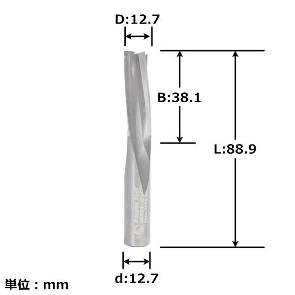 Amana Tool 46434 3枚刃スパイラルビット(ダウン) 刃径1/2"(12.7mm) 刃長1-1/2"(38.1mm) 1/2"(12.7mm)軸