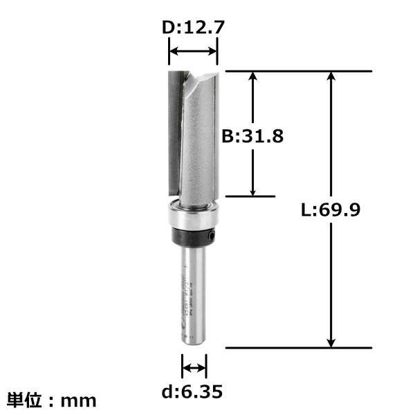 Amana Tool 45461 トップベアリングパターンビット 刃長1-1/4"(31.8mm) 1/4"(6.35mm)軸