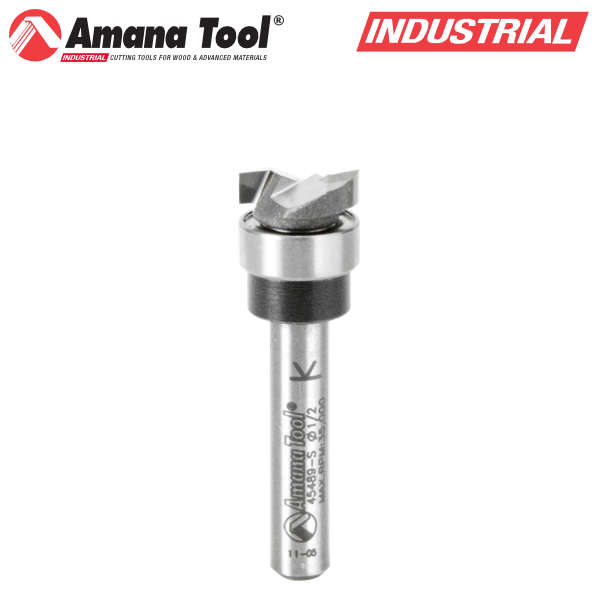 Amana Tool 45489-S 浅彫ビット（ベアリング付き） 刃径1/2"(12.7mm) 刃長1/8"(3.2mm) 1/4"(6.35mm)軸