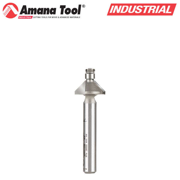 Amana Tool MR0108 ミニチュア角面ビット 45度 刃径9/16"(14.3mm) 刃長1/4"(6.35 mm) 1/4"(6.35mm)軸