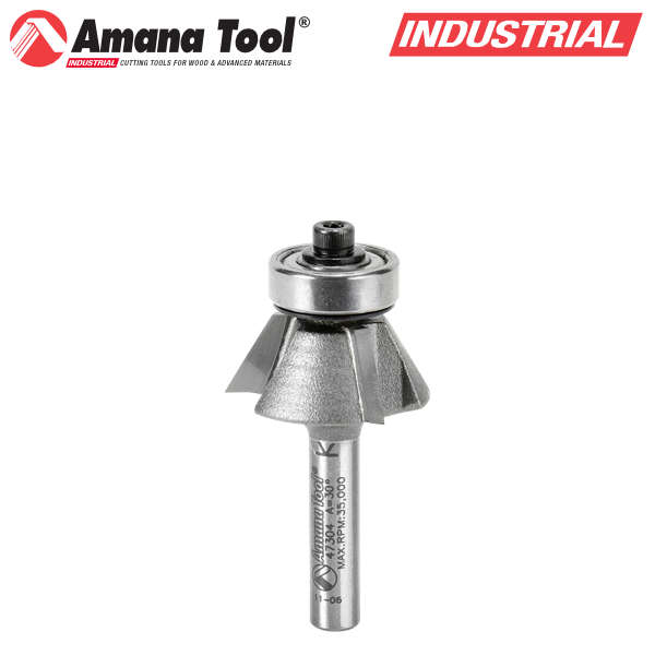 Amana Tool 47304 3枚刃 角面ビット 30度 刃径1-3/32"(27.8mm) 刃長7/16"(11.1mm) 1/4"(6.35mm)軸