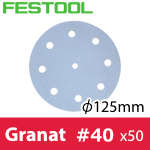 ▼ FESTOOL サンドペーパー Granat φ125mm 粒度P40 50入