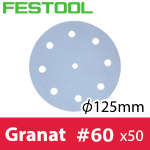 ▼ FESTOOL サンドペーパー Granat φ125mm 粒度P60 50入