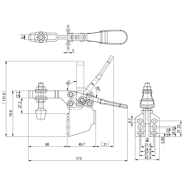 サイドマウント型トグルクランプ GH-225-DSM